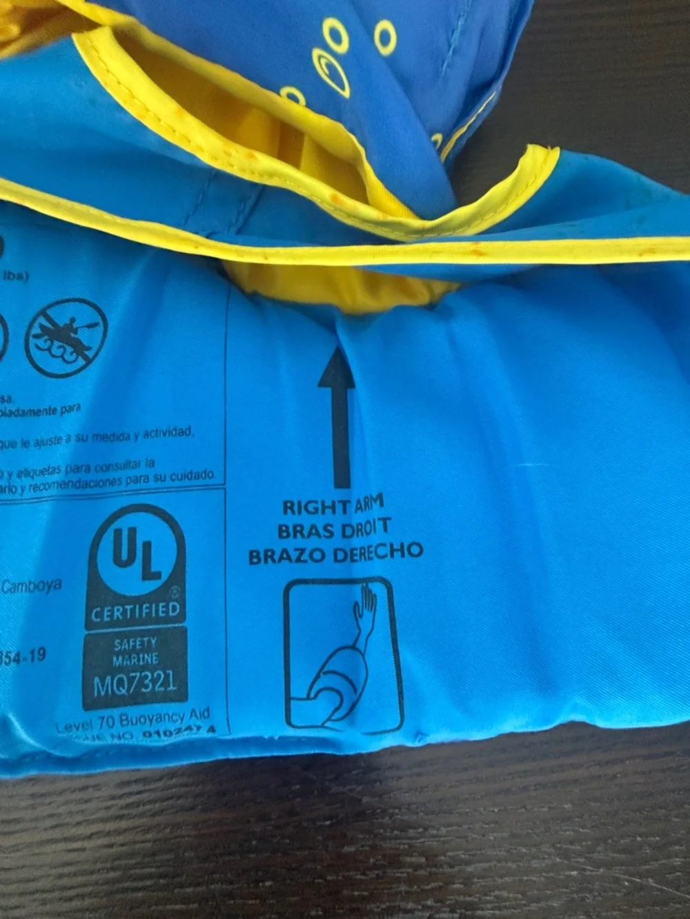 Blue Shark Kids Swim Rashguard Float Vest with Yellow Lining